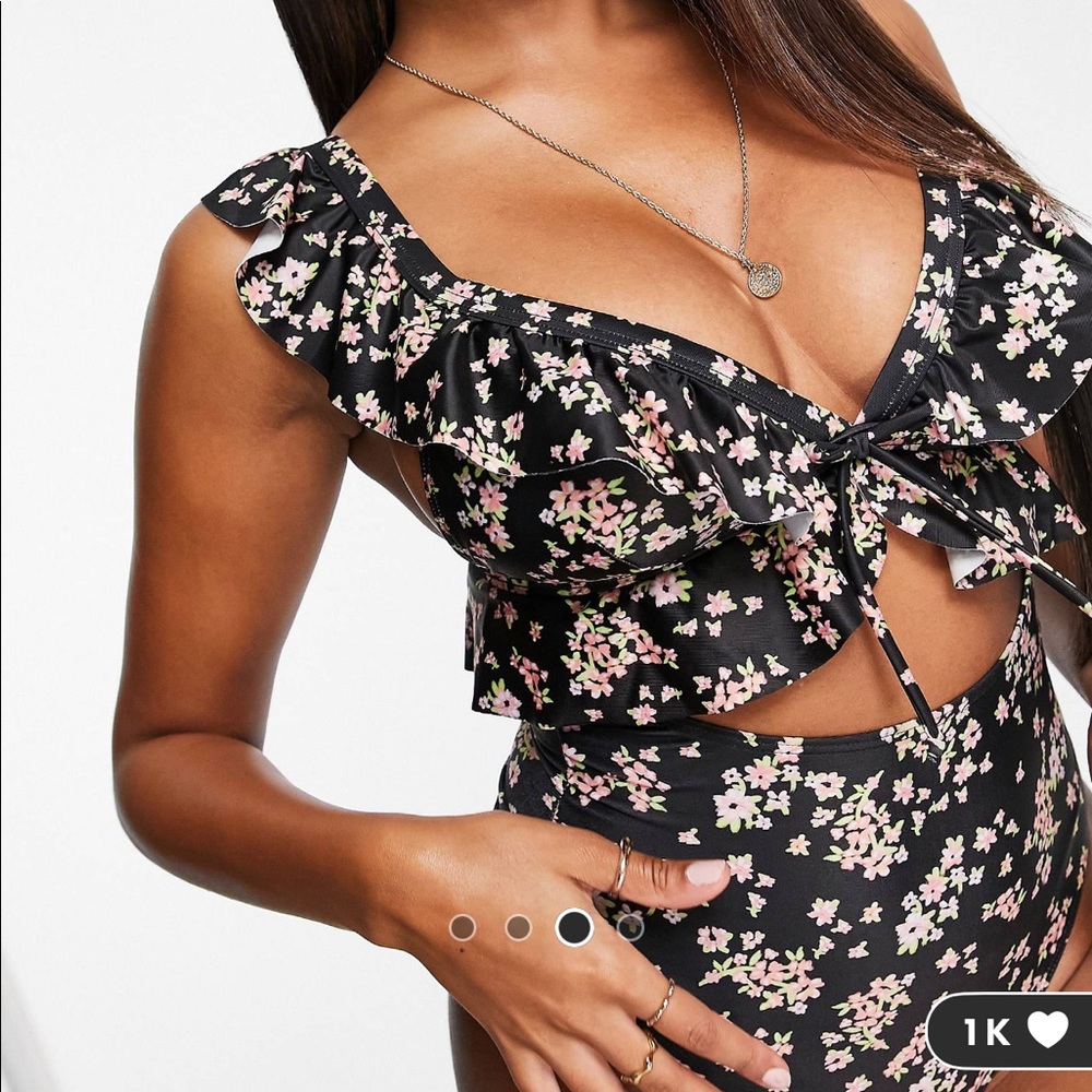 ASOS floral swimsuit with cut out